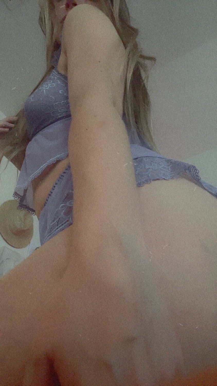 sexy bombshell in sheer purple lace lingerie curves & close-ups