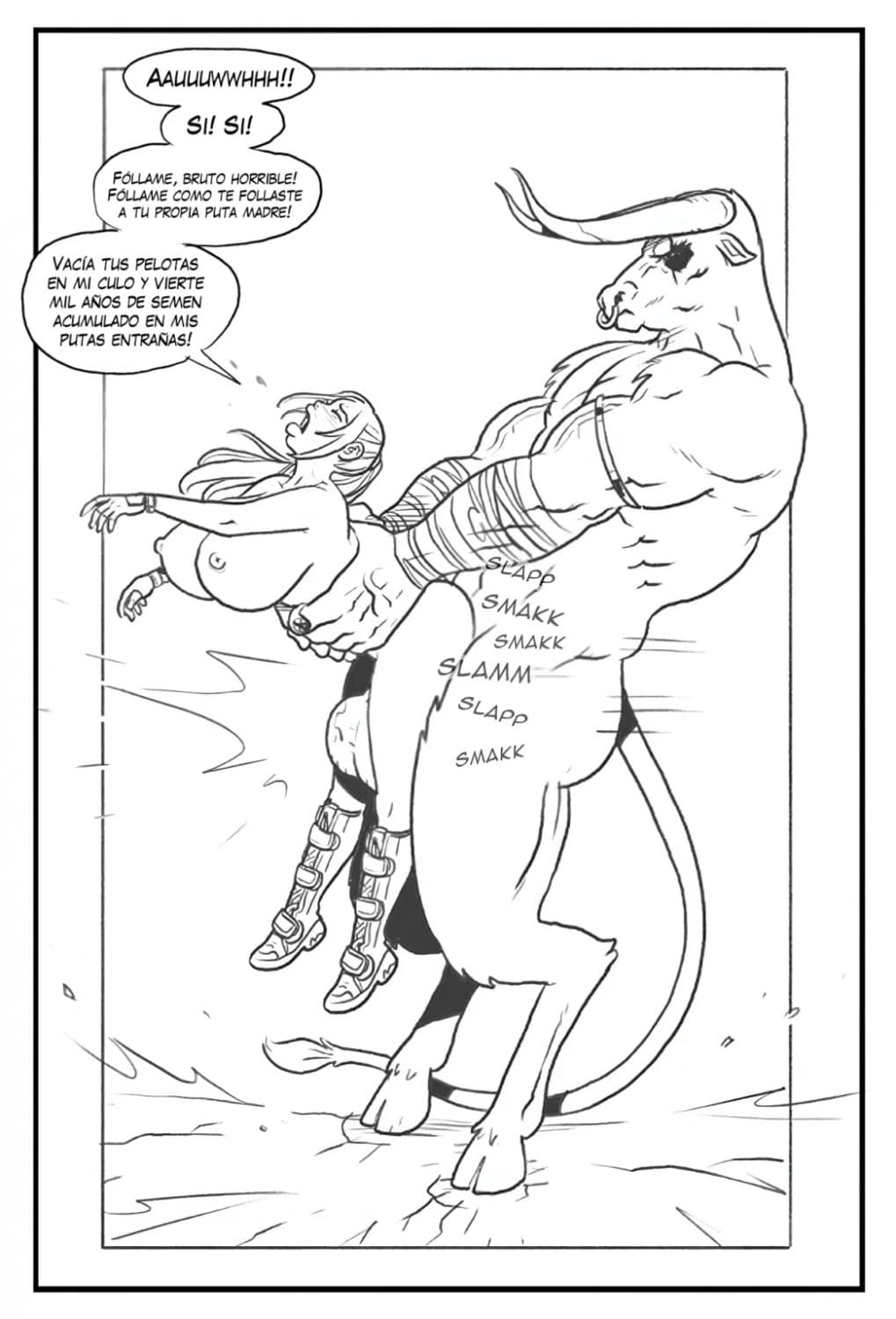 [comic] Lara Croft in the labyrinth of the minotaur (english - español)