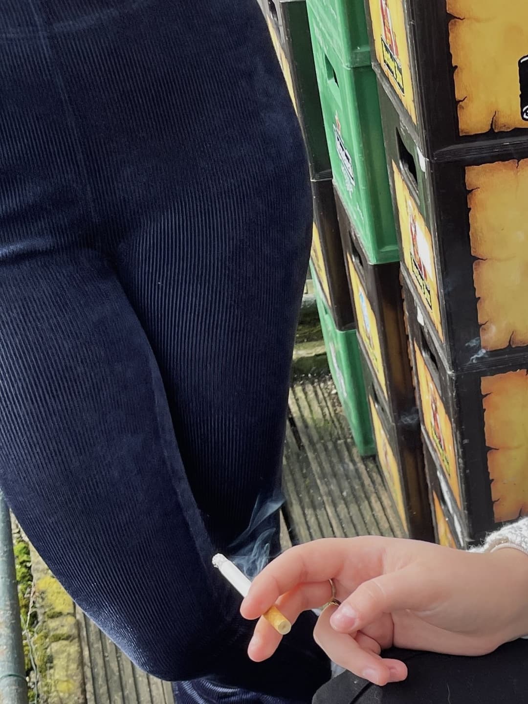 Big tits smoking cigarette in see through