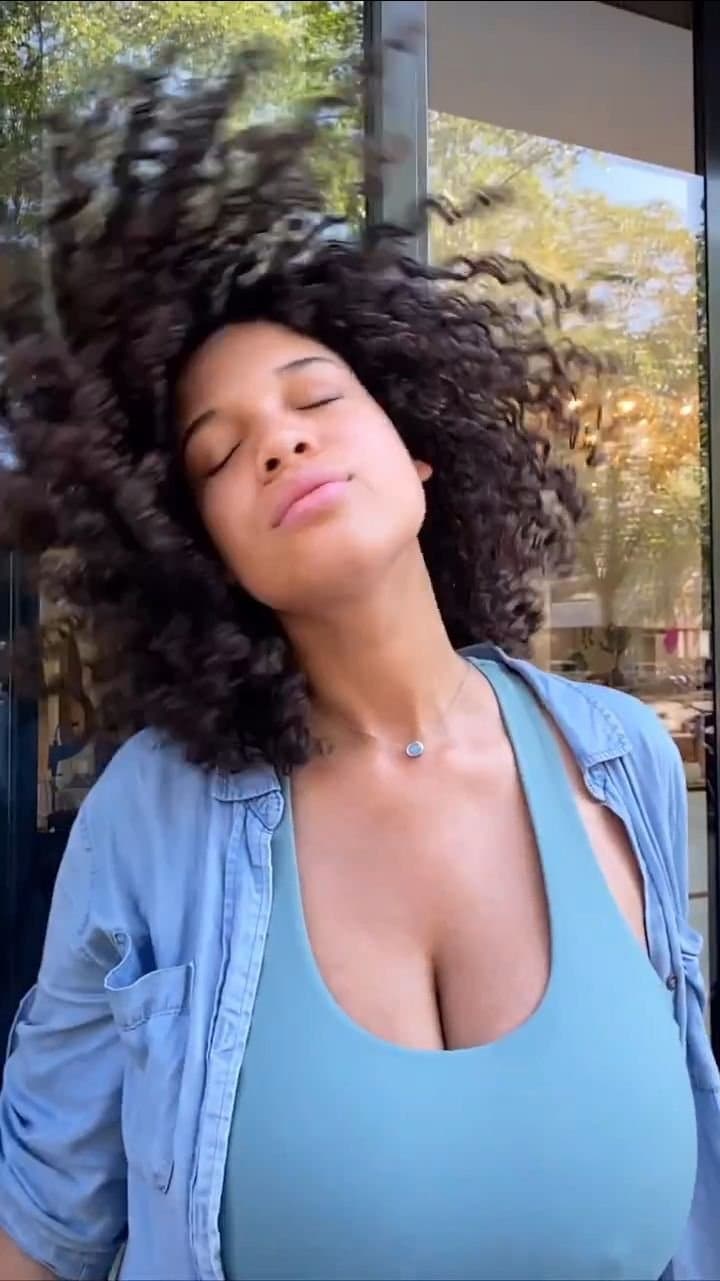 Busty Curly Hair Cutie on Cold Day