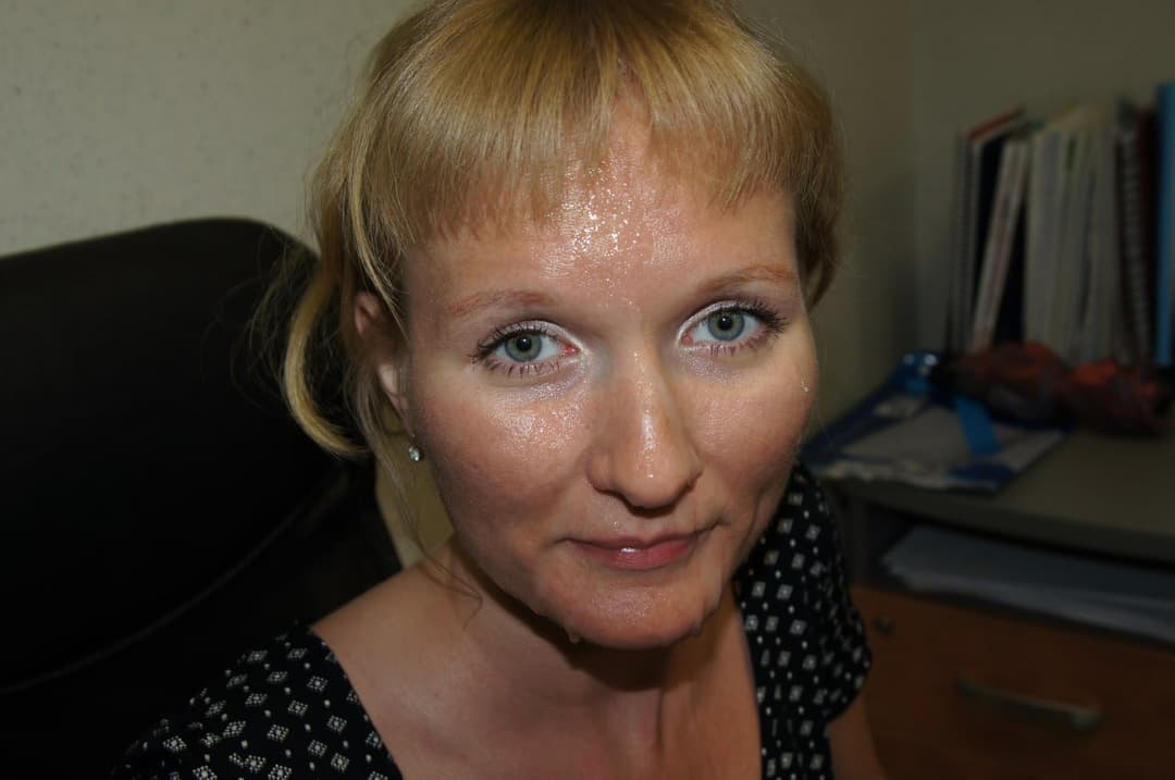 Zoya Slut Wife Posing with Cum on her Face in the Office