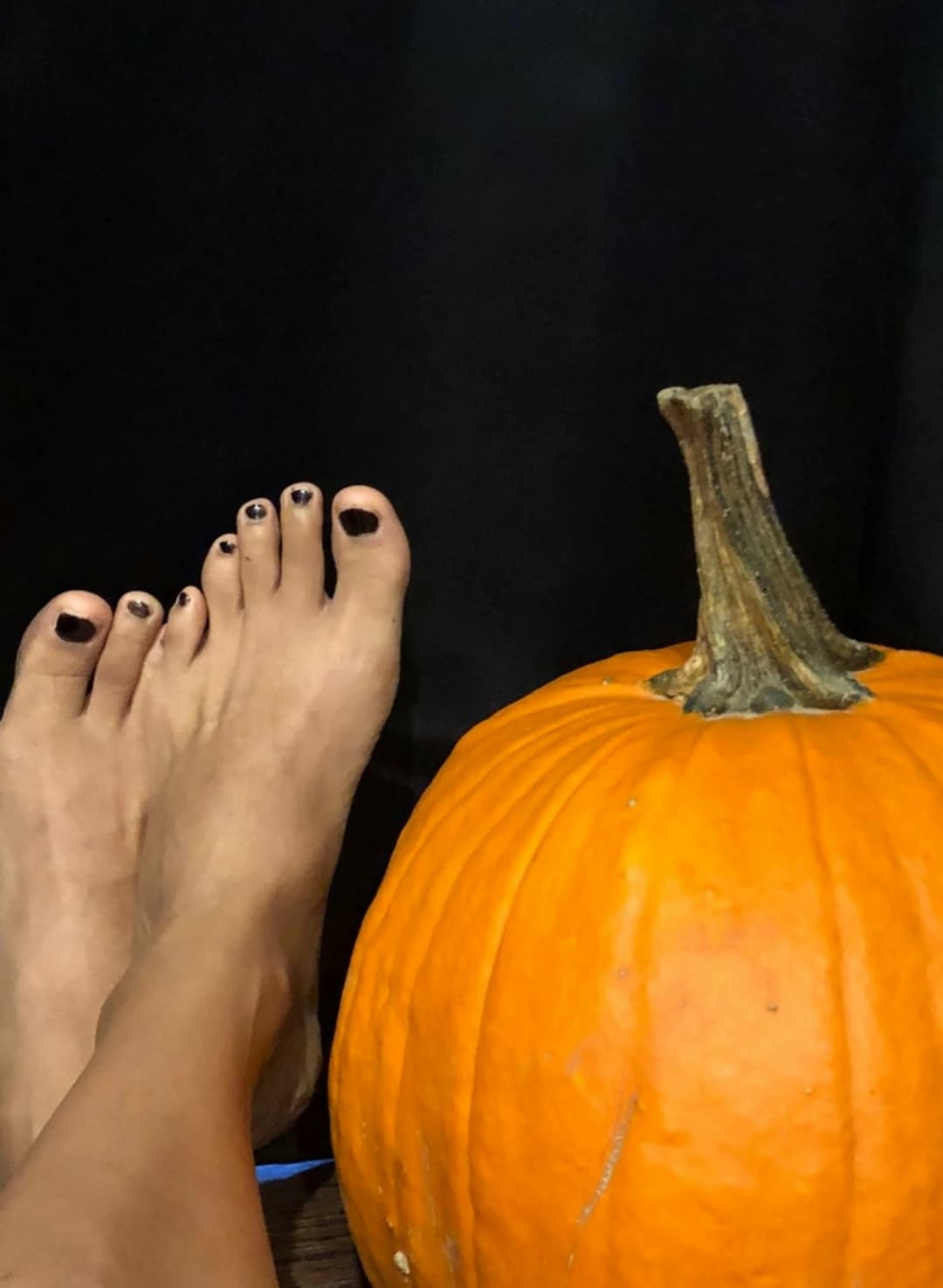 Click to view full size Trick? Treat? Or just a tease with a pumpkin at my feet?