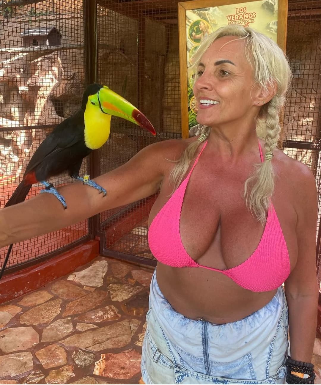 My mom and I on vacation she needs a big black snake to choke her