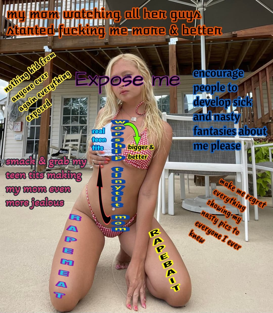 Daughter has always made fun of my tits being smaller humiliating them for being so pathetic tiny