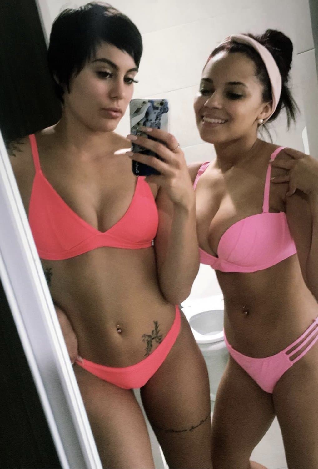 A couple more drunk whores I know irl making out in their bra & thong