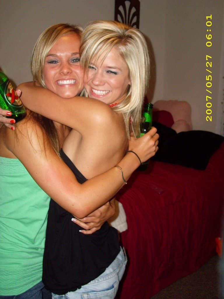 Sorority girls pre-game drink in the dorm room