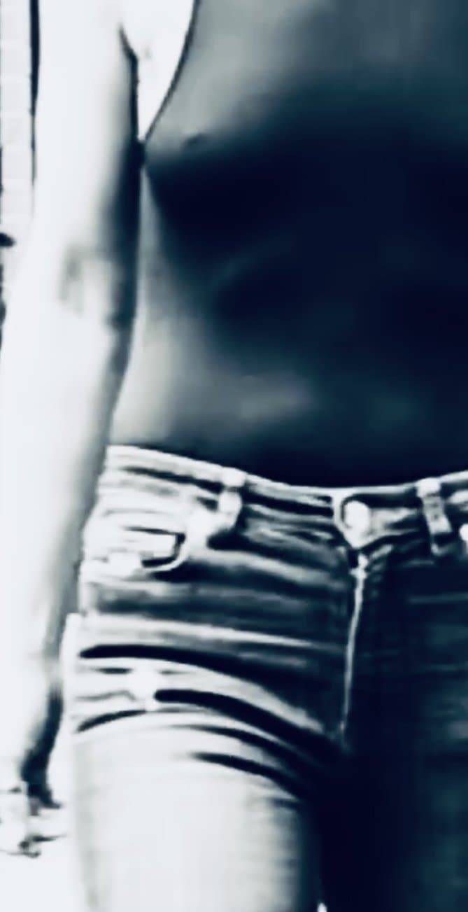 Uk petite milf bra less wearing sheer see through vest English biker milf tattoos