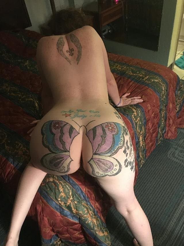 Ginger with butterfly ass tattoo