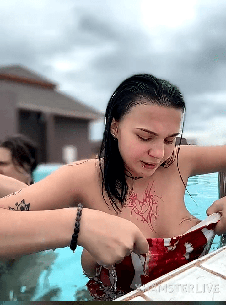 Huge Russian tits swimming pool