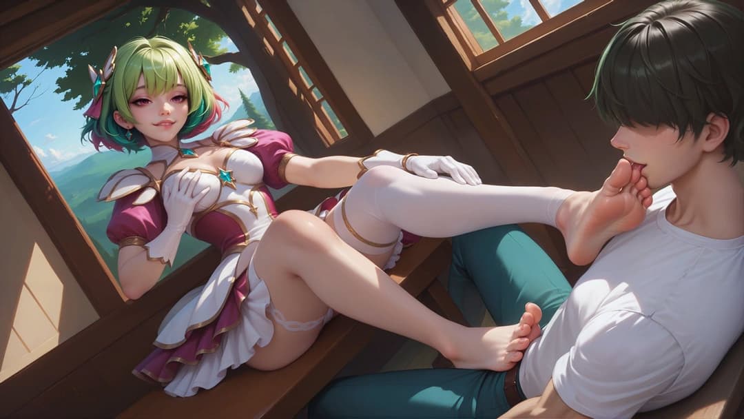 Click to view full size Horny Villa (porn game) Green Hair Woman