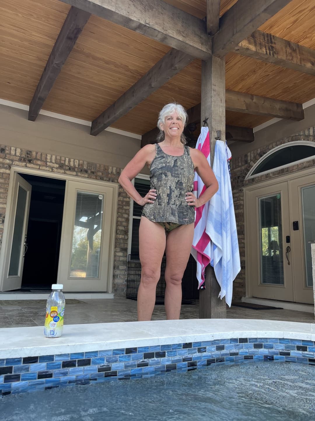 Mature fit wife in her booty shorts