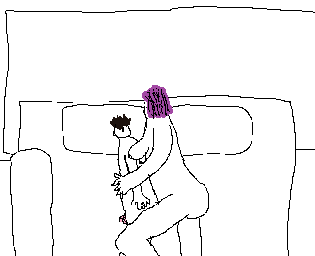 "Man in chastity cage being spooned by a goth" request