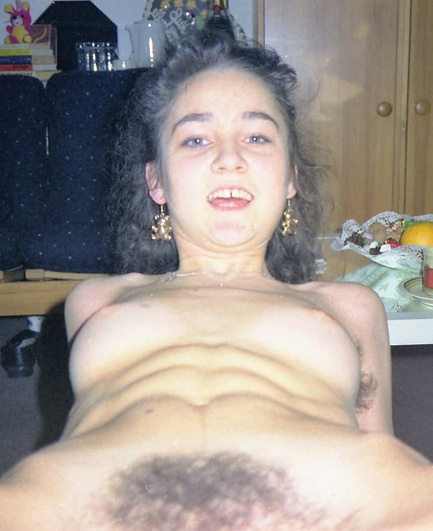 German hotwife Christiane posing on bed with hairy pussy and armpits (Krefeld Germany)