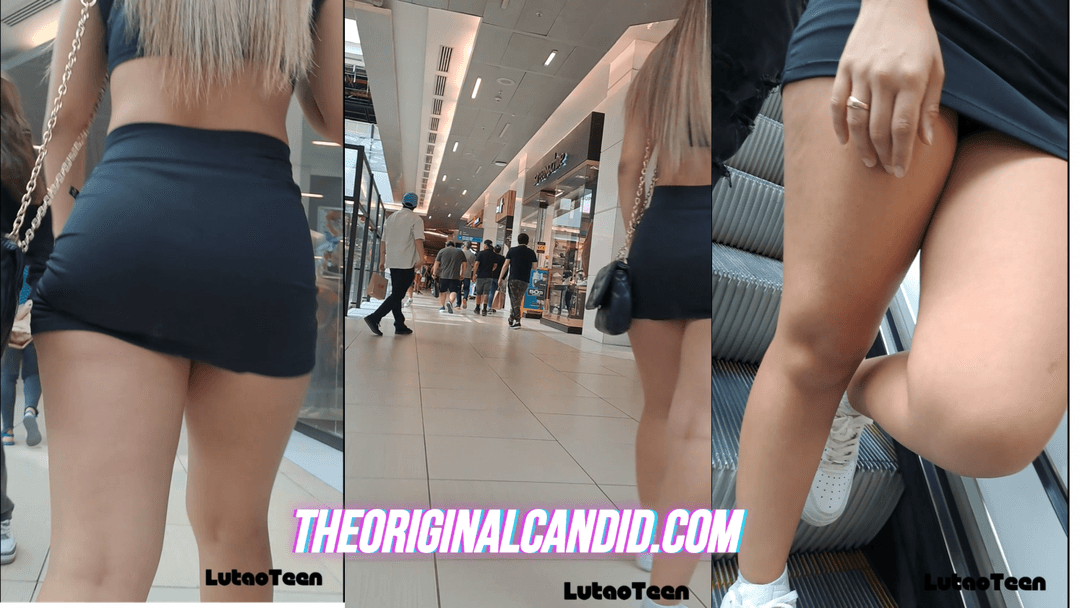 Click to view full size Rubia pollera corta piernas hermosas