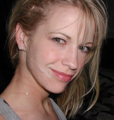 Blonde Hotwife drinks cum from a wine glass