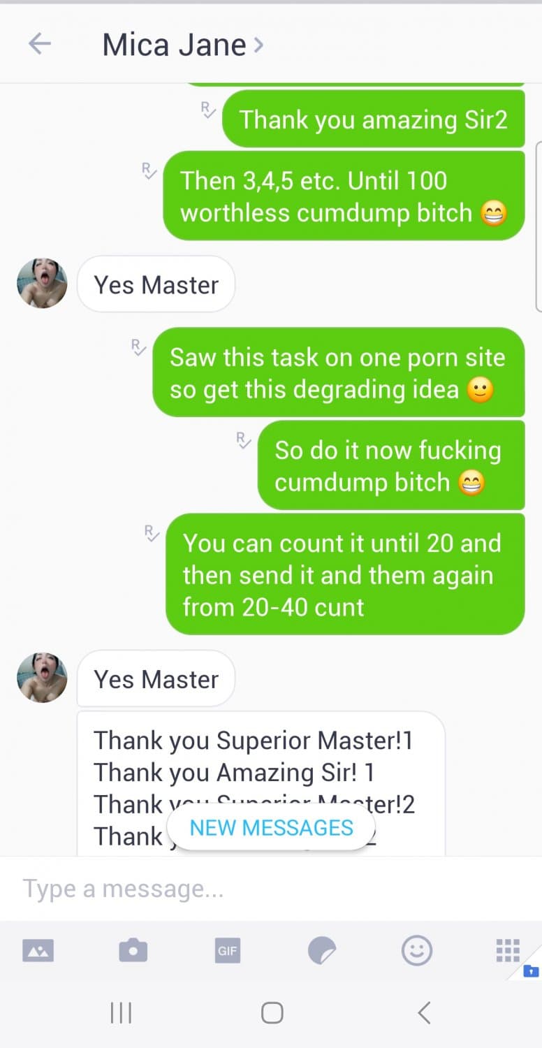 Srupid worthless pinay cumdump bitch Mica doing degrading task on my command ! ?