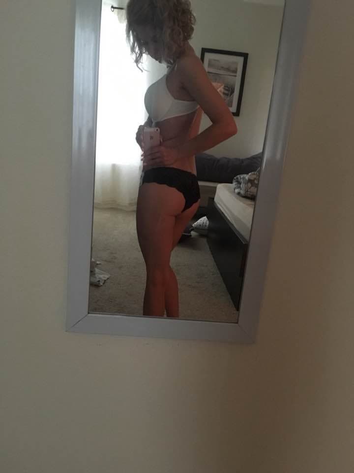 Sexy blonde Kim slut shows her body