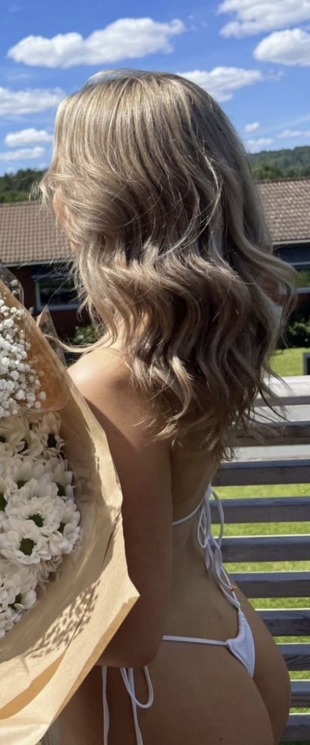 Little swedish blond teen white bikini big ass