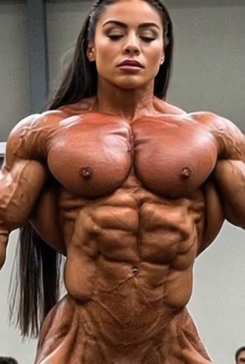 Nude Ms Olympia, seducing the judges with the strong scent of their meaty roided muscles