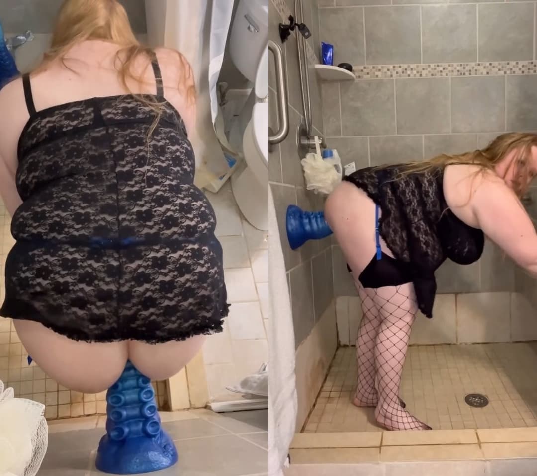 BBW And Her Tentacle | solo big dildo anal masturbating lingerie stockings