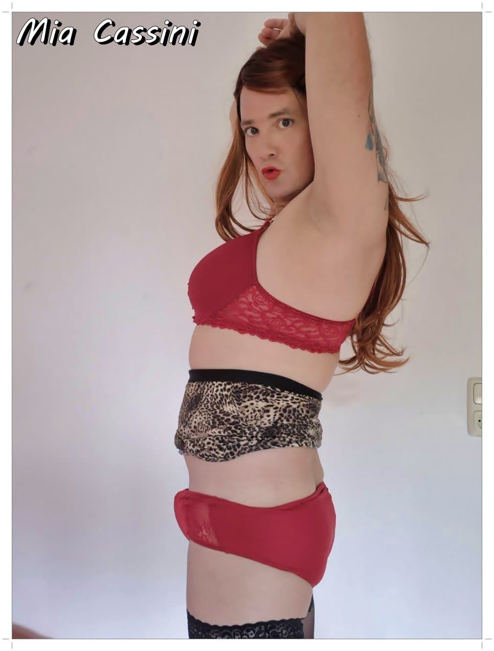 Red Lingerie and Miniskirt