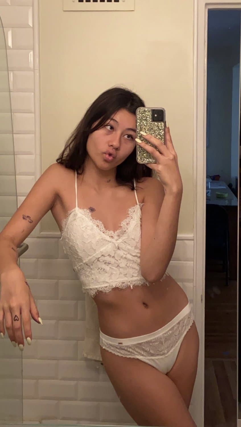 ASIAN Goth Girl in Calvin Klein Panties LEAKED! Nudes included! Fap to her submissive body!