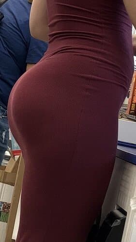 Tight, red dress on perfect body