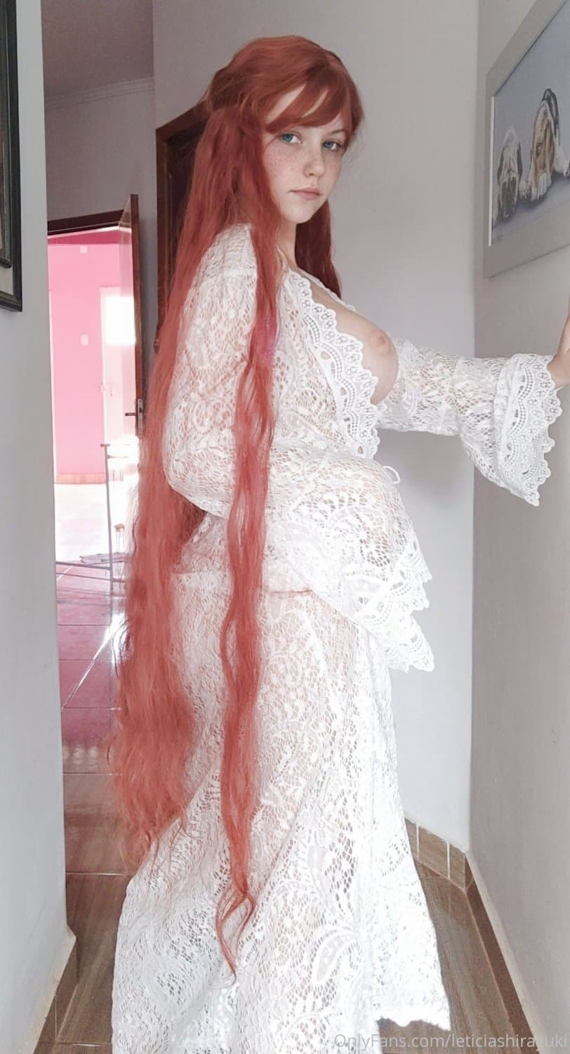 Leticia Shirayuki - Long Red Hair, White dress