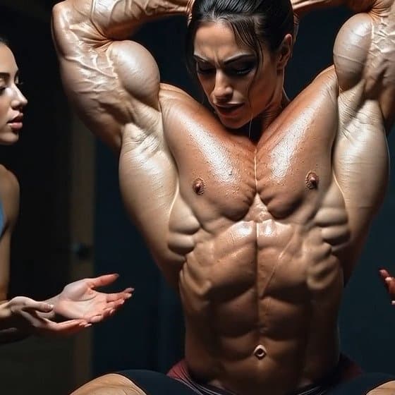 Lesbian champagne bodybuilding shower, pleasures of naked muscle worship