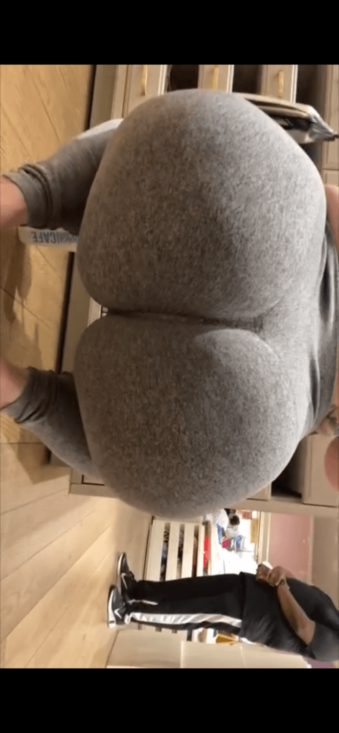 Fat ass BBW panties shopping and teasing in tight grey leggings