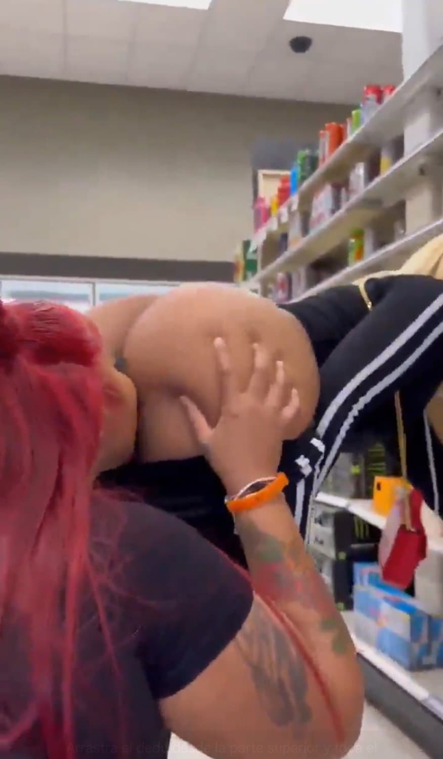licking ass and vagina in the supermarket