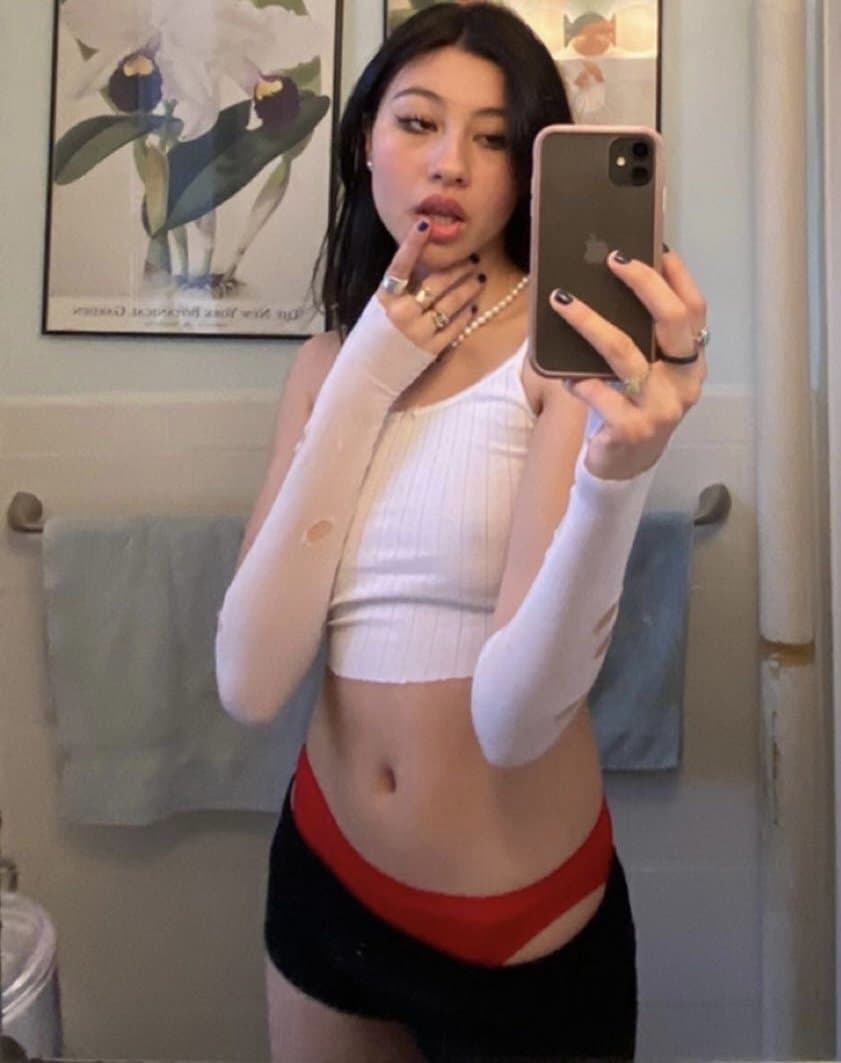 ASIAN Goth Girl in Calvin Klein Panties LEAKED! Nudes included! Fap to her submissive body!