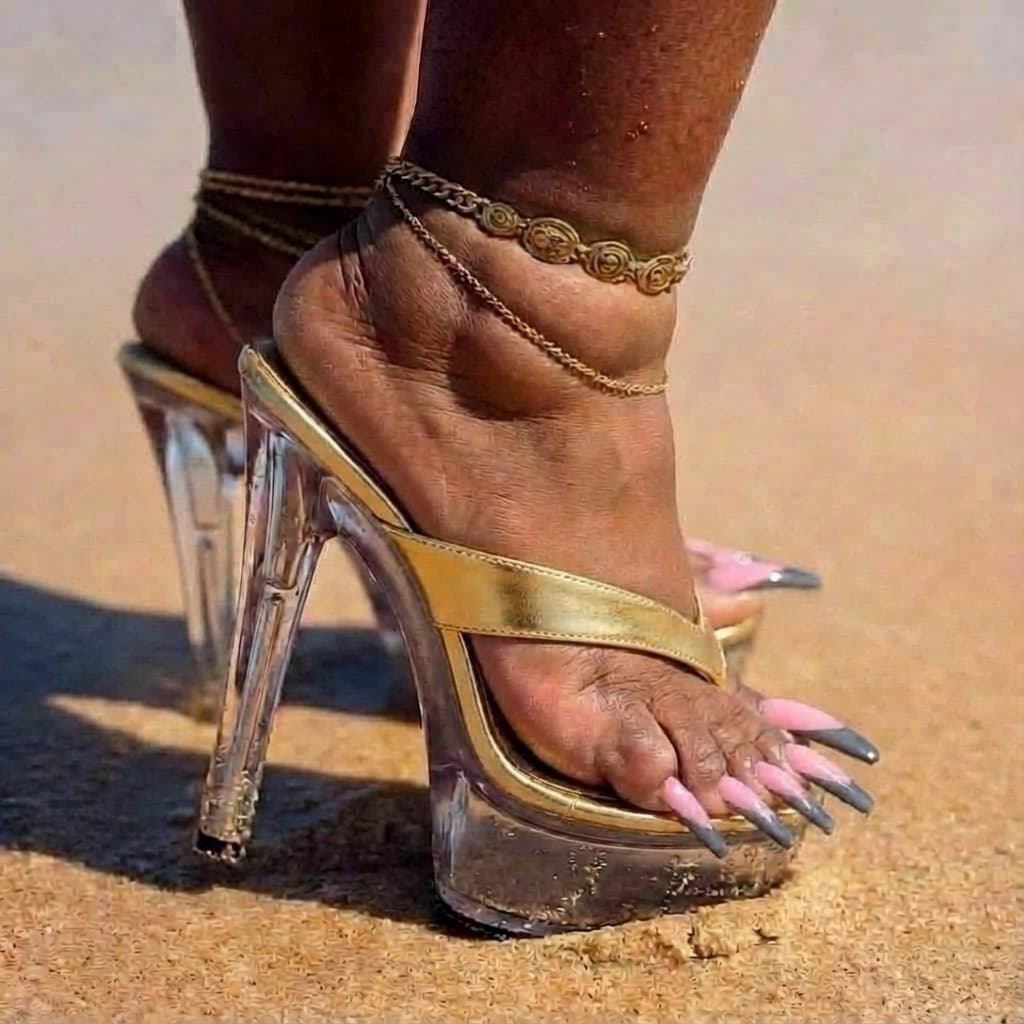 BBW Ebony feet toes long nails xxx