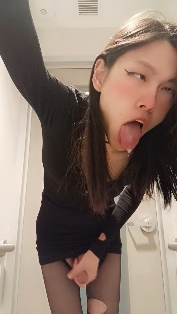 Femboy masturbating in school bathroom, wishing someone can fuck me into a drooling ahegao whore