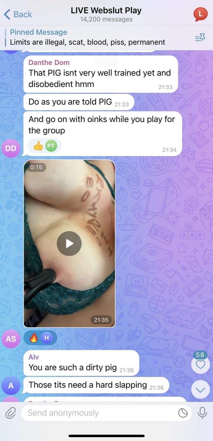 Made my fat obedient PIG perform in my Telegram group as a free use webwhore ??❌?‍???
