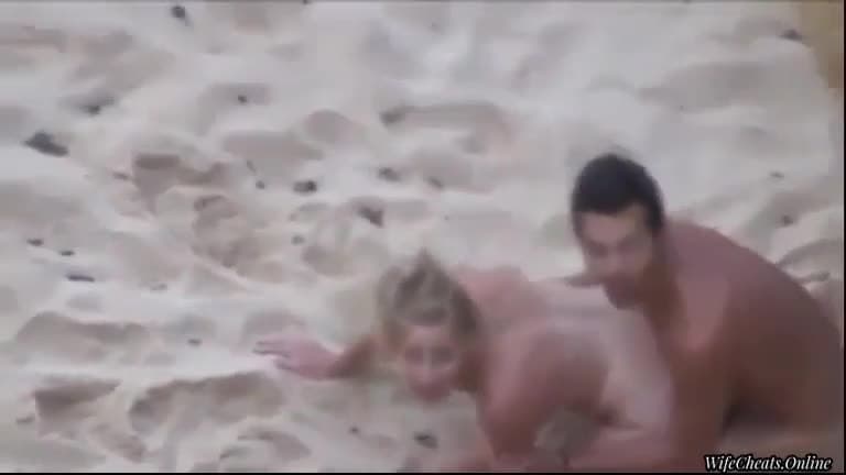 blonde milf slut caught cheating on public beach - voyeur, mom, hidden, crowd, enf, sex, doggy, nude