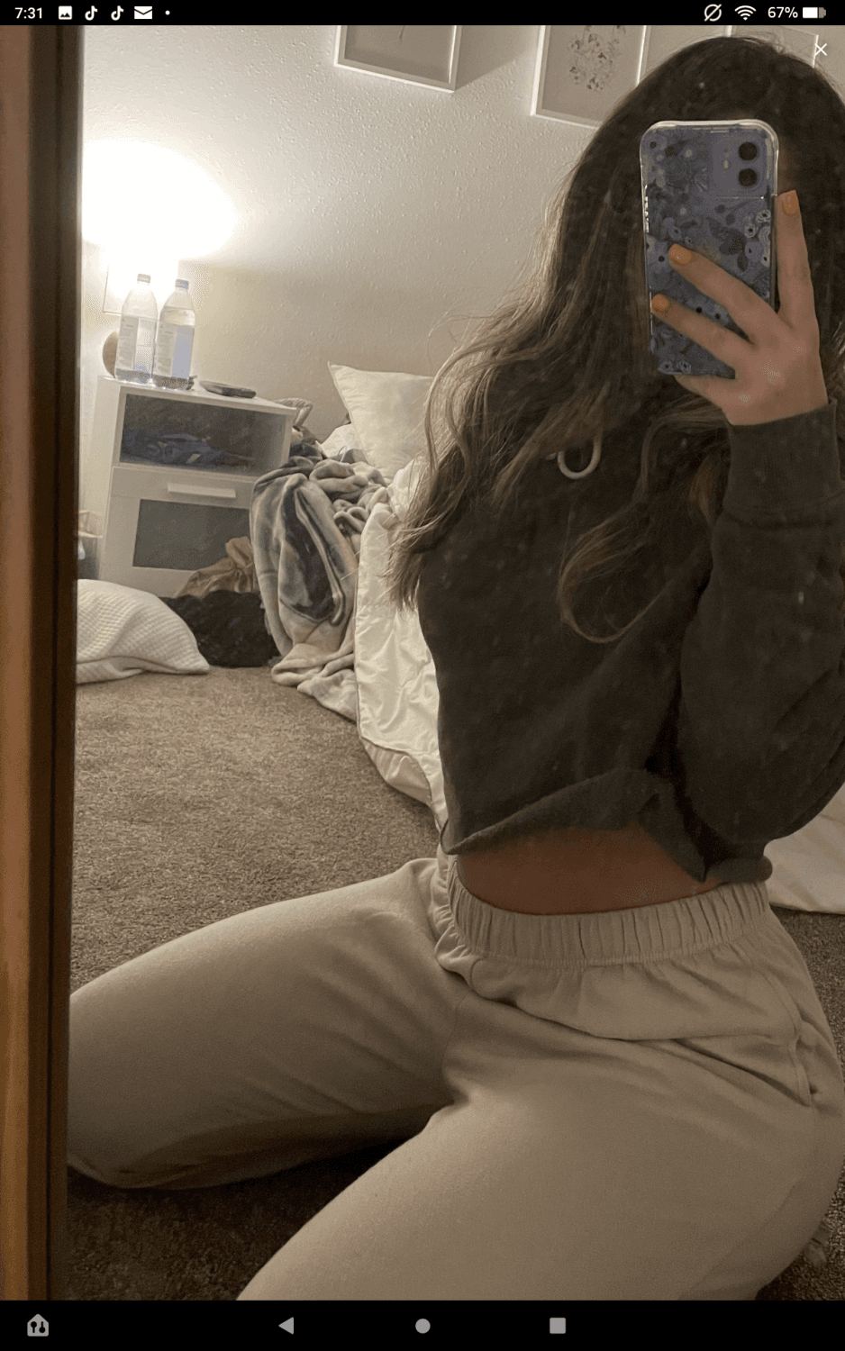 Naughty nurse sucking lucky guys nice cock while she stares up at him