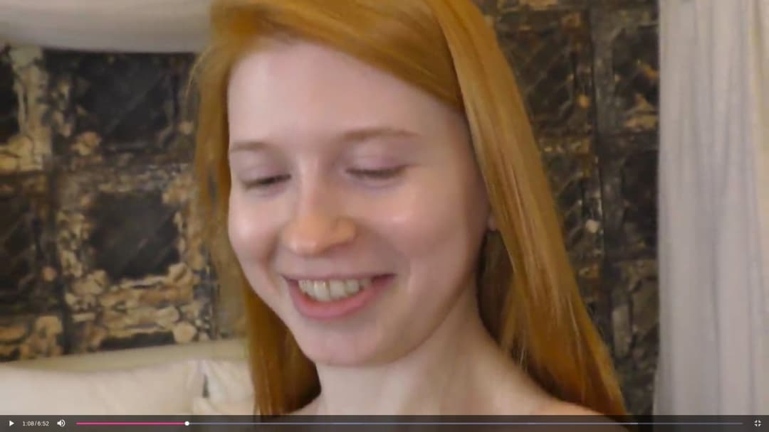 Skinny ginger Aliska getting her present early