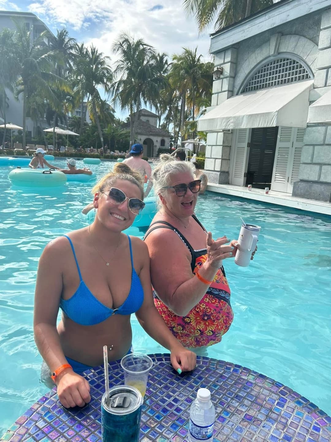 Caught my cousin holding her fat titties around my buddies big dick in this black swimsuit