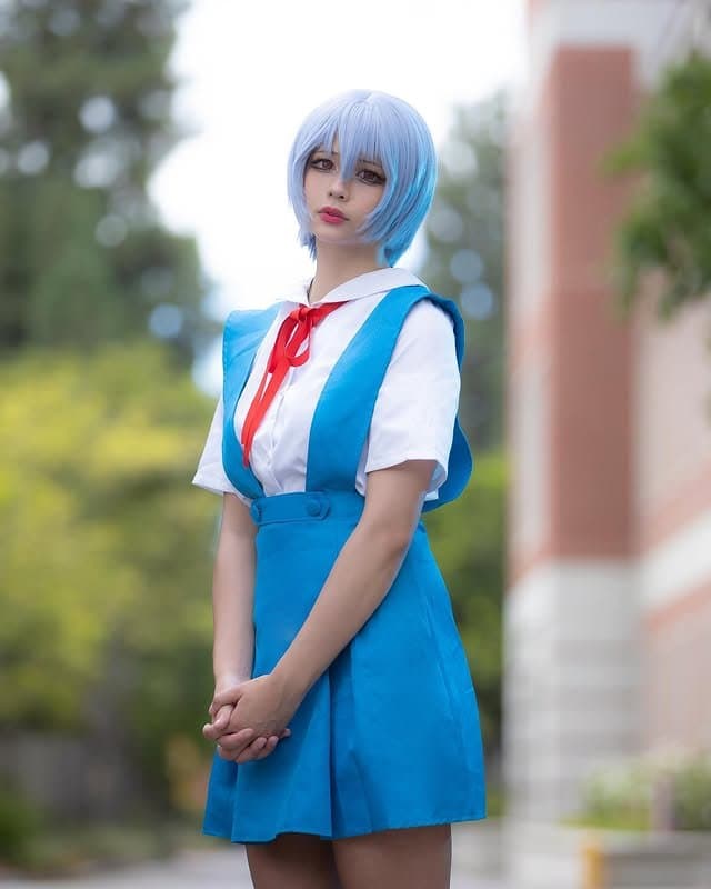 Asian School Girl Cosplay Rei Ayanami