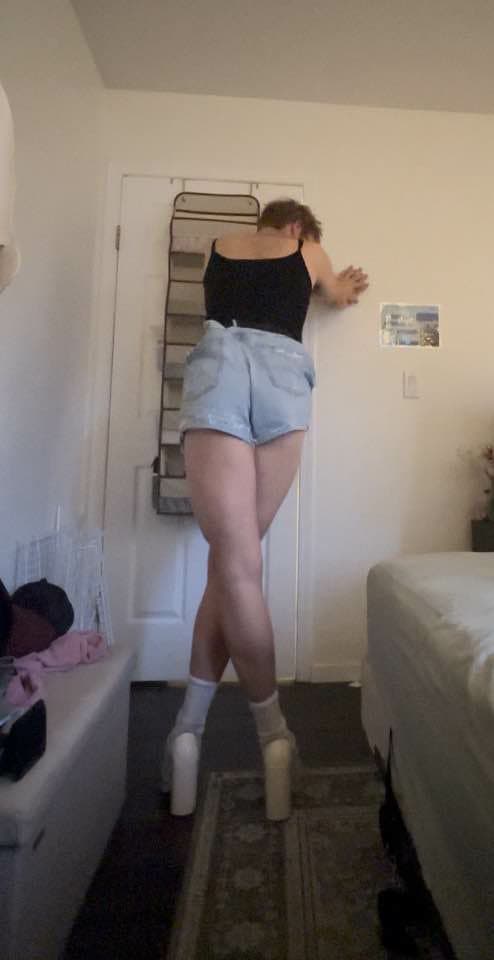 skinny fag-husband wearing wifes lingerie and gets horny from posing! CBT! kik: dammyxo