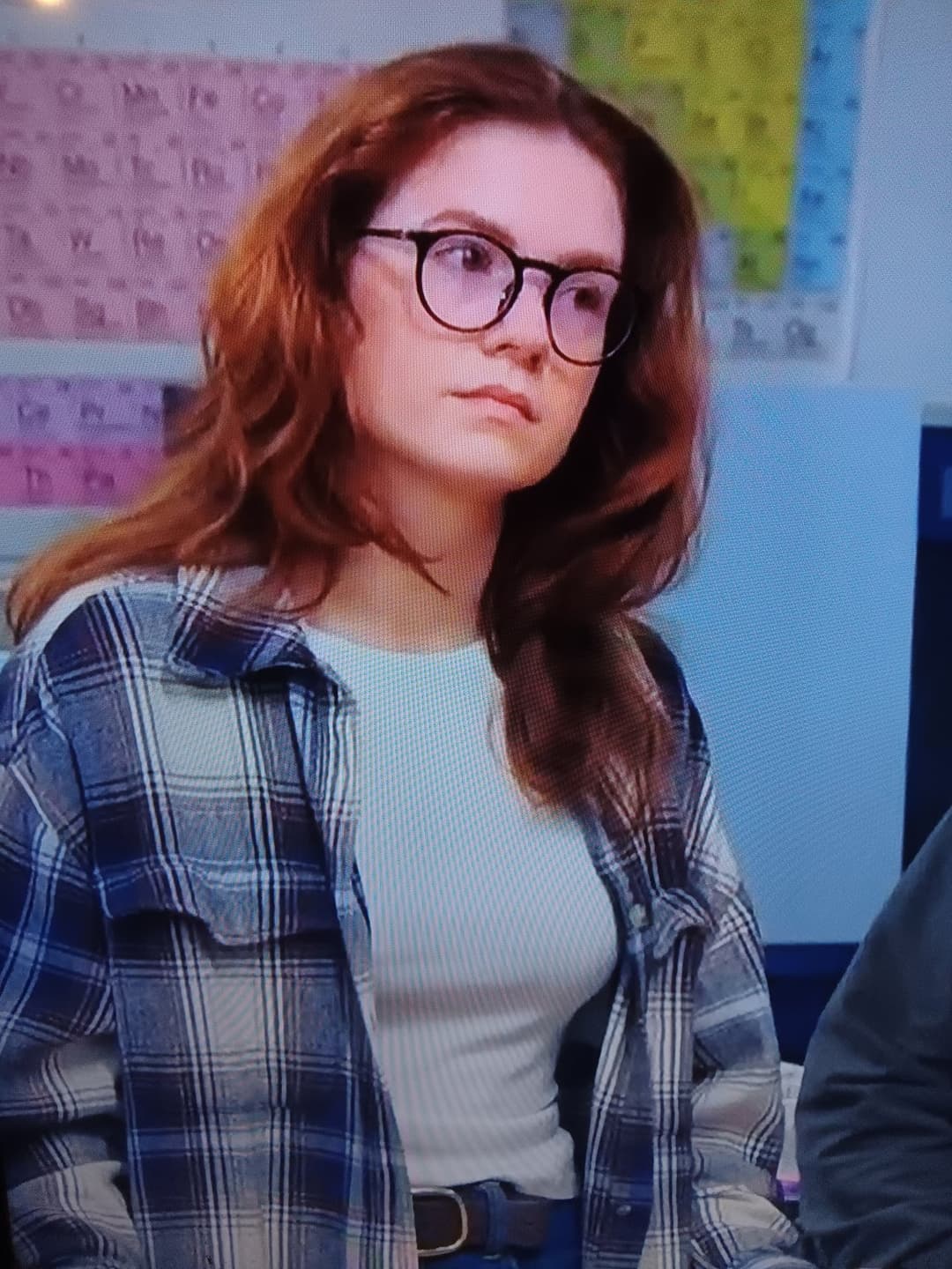 Emma is a sexy science geek with cum glasses.  I love when the dorky nerd is also kind of hot
