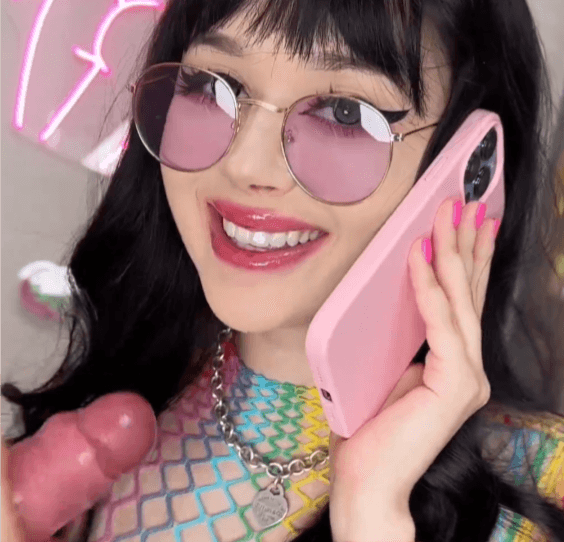 pretty cosplayer egirl slut talking on phone while sucking cock; NTR, bimbo, blowjob, cosplay