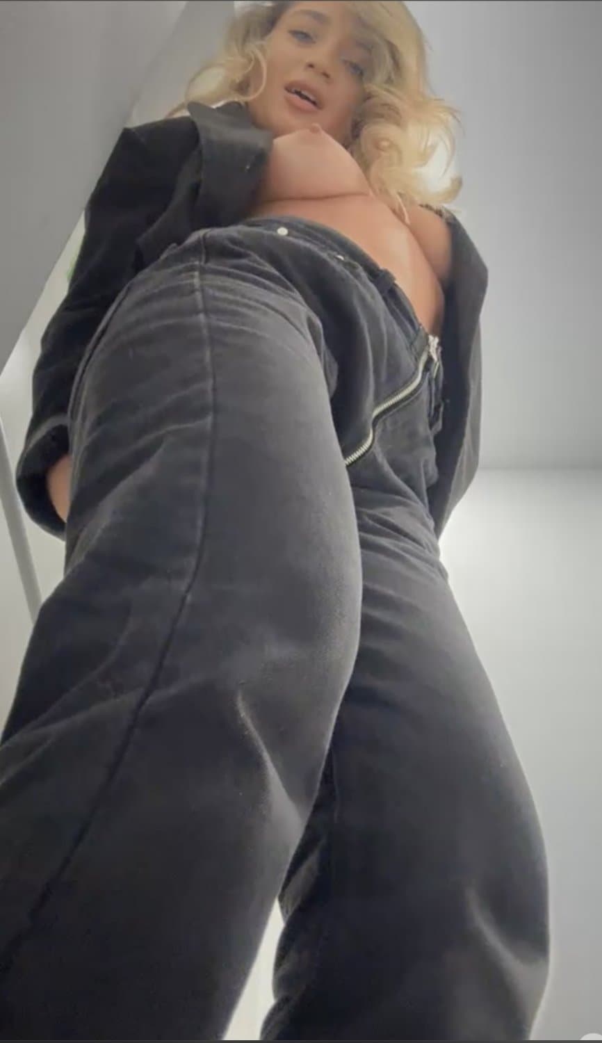 Pretty blonde in public place