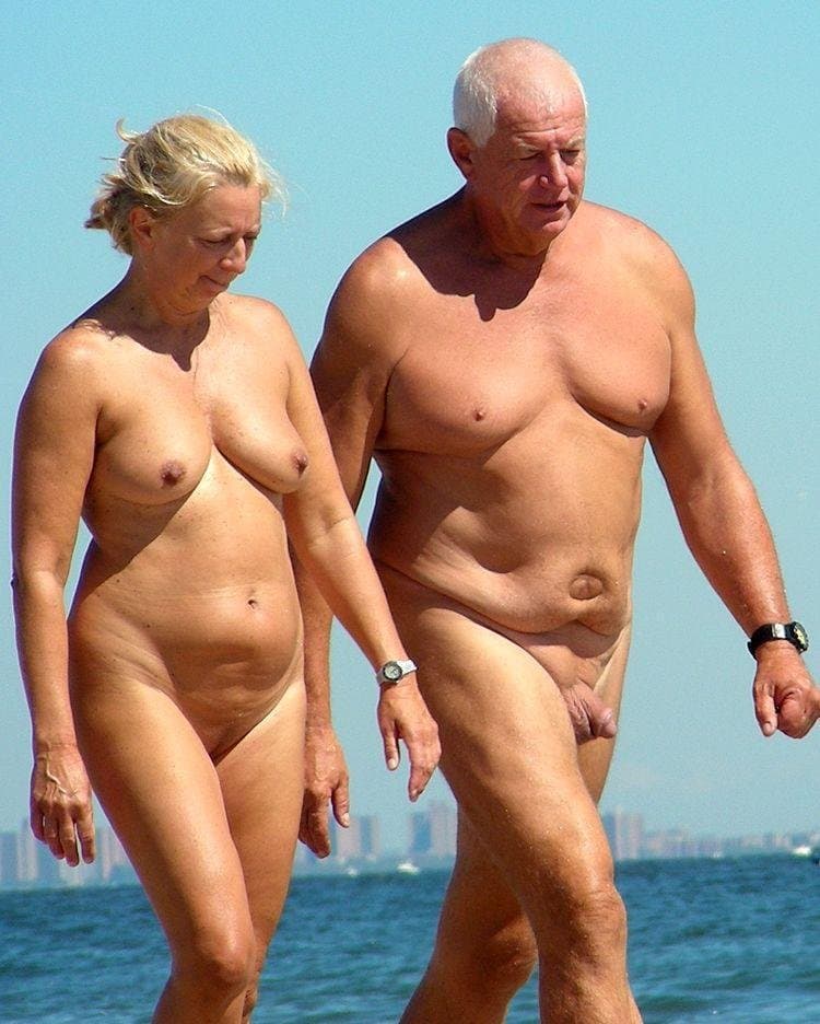 elderly naturist couple