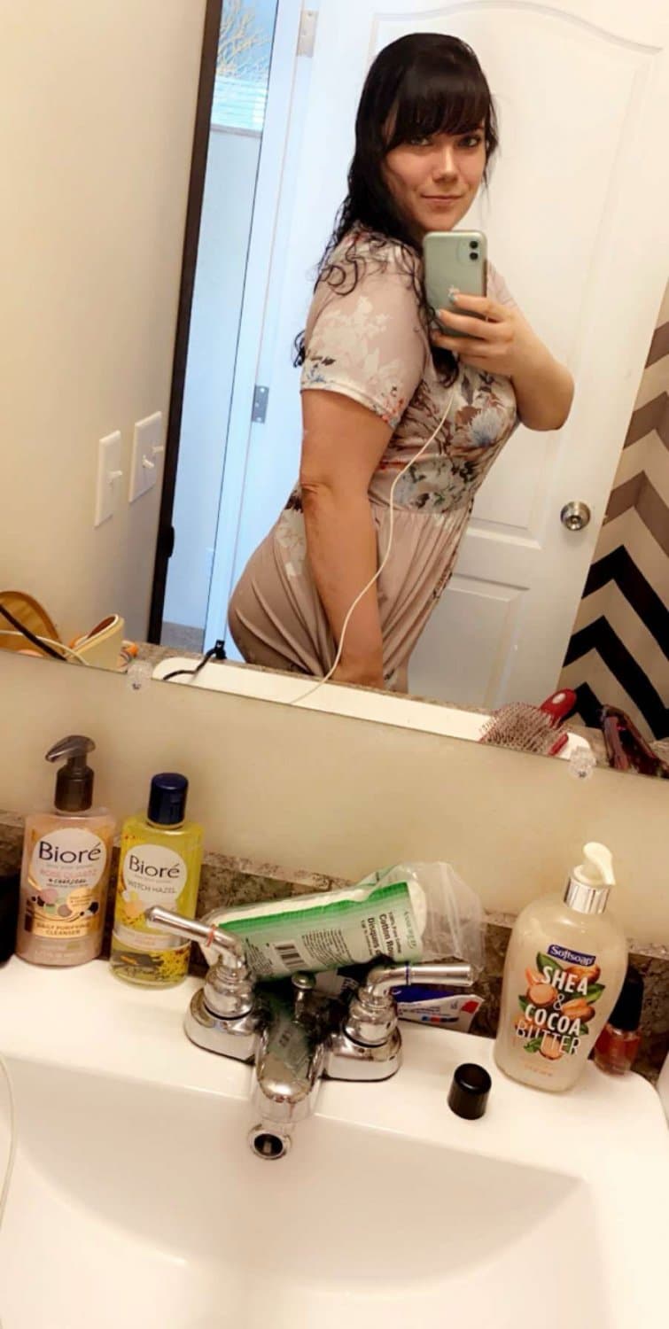 Slutty ass milf has some big ass titties and sexy blue eyes to show off