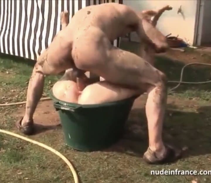 Nude mud wrestling and anal sex punishment outdoors