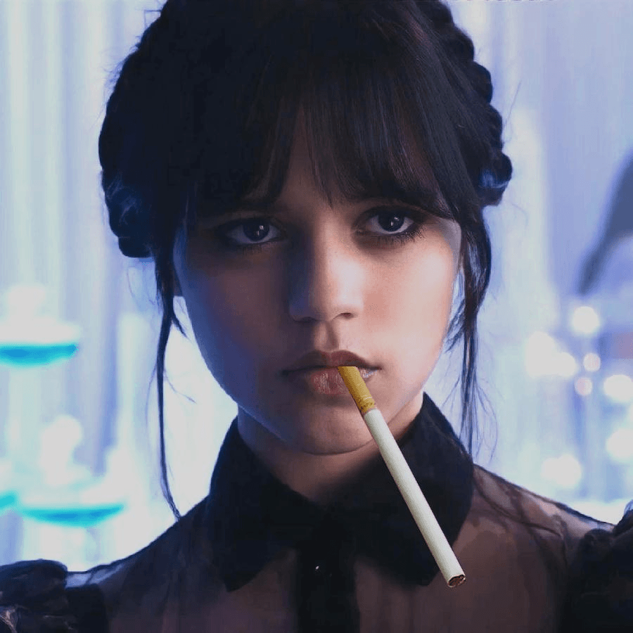 Jenna Ortega as Wednesday addams smoking