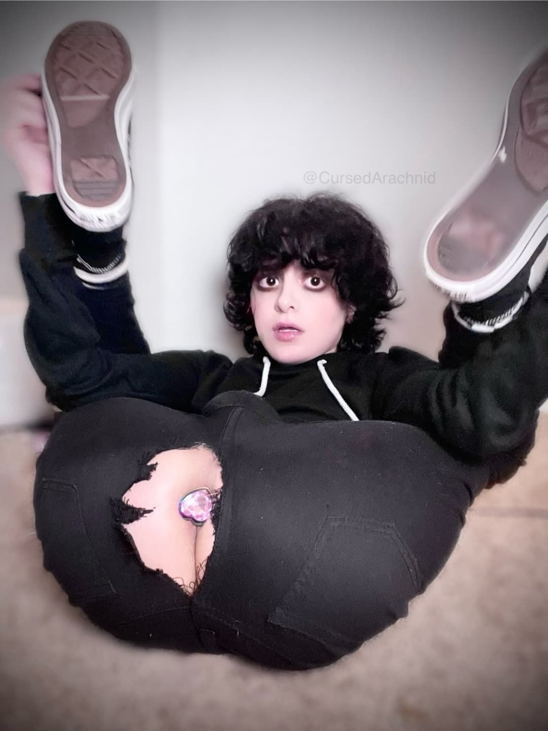 Slutty cute emo femboy loves showing off their fat ass and cute face