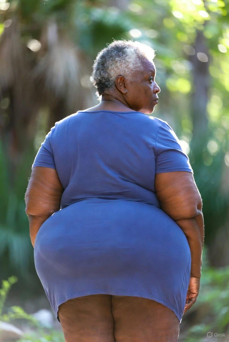 FAT BOOTY Grannies in Tight Blue Dress AI